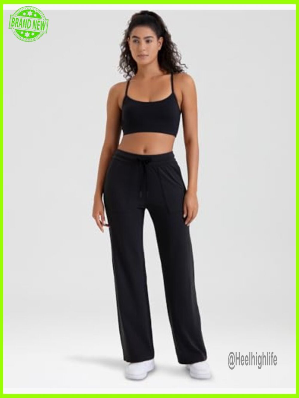 Wide Leg Lounge Pants High Waisted Work Pants with Pockets - Picture 2 of 7